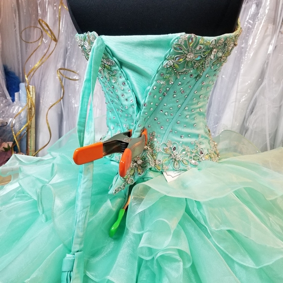 Spring Mint Green Ruffle Ballgown - Picture 4 of 5